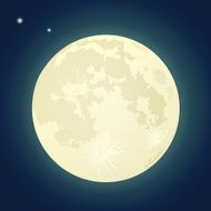 Full Moon on a Dark Blue Sky Vector Illustration