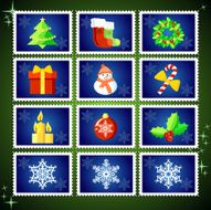 Vector Christmas Stamps Collection N2
