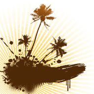 Palms with grunge island Vector