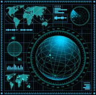 Radar screen with world map N6