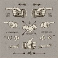 Social network design elements vintage gravure style