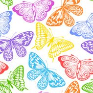 Beautiful seamless background of butterflies multi colored on a white N2