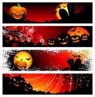 Four banner illustration on a Halloween theme