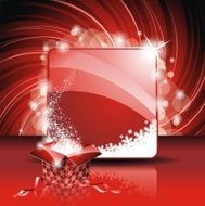 Christmas illustration with magic giftbox on red background