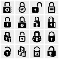 Lock vector icons set on gray