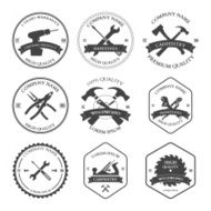 Vintage carpentry tools labels and design elements vector N7