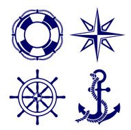Set of marine symbols Vector Illustration