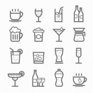 beverage symbol line icon set N2