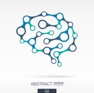 Brain metaball concept with lines integrated circles Vector illustration background N2