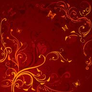 Grunge floral background with butterflies