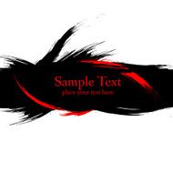 Black ink grunge banner with red
