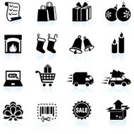 Christmas Holiday Shopping black & white vector icon set N2