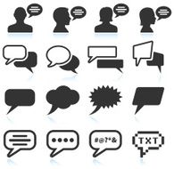 Internet Chat Communication black and white vector icon set