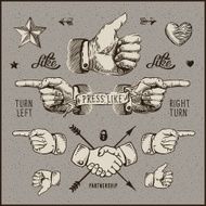 Design elements - thumb up pointer handshake
