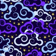 Seamless pattern with clouds and stars