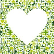 Green environmnet love icon set background
