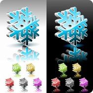 Shiny 3d snowflake symbol set