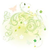 Green Scroll Floral