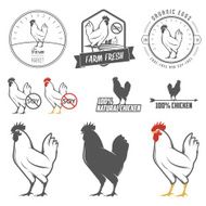 Set of chicken meat packaging labels design