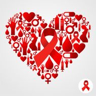 Heart silhouette with AIDS icons N2