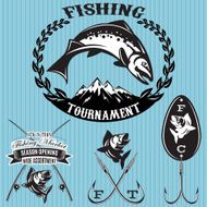 set vector emblems on the topic fishing N3