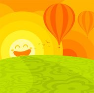 Happy world summer landscape smile sun illustration vector minimil