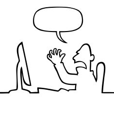 Angry man shouting at his computer
