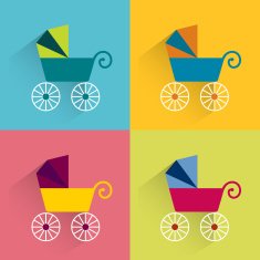 Retro buggie flat concept Vector icon N2