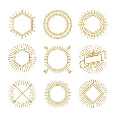 Vector set of outline emblems and badges N4
