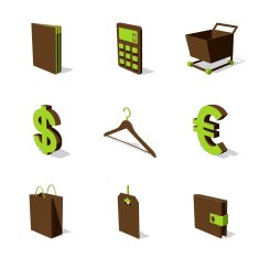 green 3D icon set 06