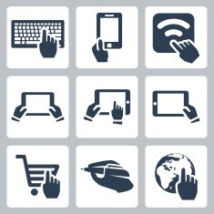 Vector hands and technology icons set N2
