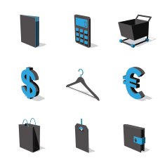 blue 3D icon set 06