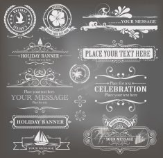 holiday labels on blackboard