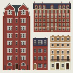 Buildings set with english classic terrace houses N2