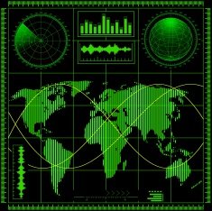 Radar screen with world map N5