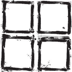 Set of black grunge frames isolated on white background