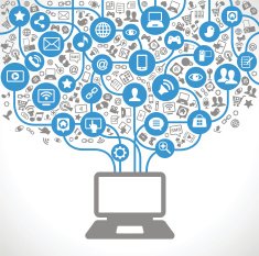 social media network background with icons vector N10