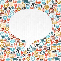 Shipping concept colorful social media speech bubble shape icons composition