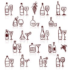 Set of alcohol's bottles and wineglasses N2