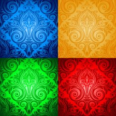 seamless floral pattern in four colors