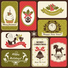 Retro set of labels by Christmas and New Year