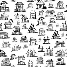 Art houses seamless background for your design N2