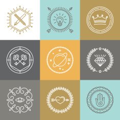 Vector abstract hipster signs and logo design elements