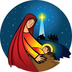 Nativity - Virgin Mary with baby Jesus- vector