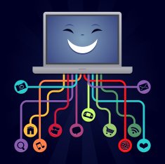 Computer octopus with icons N2