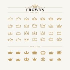 Set of crown line and bold icons N2