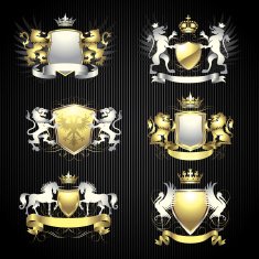 Silver and gold heraldry set
