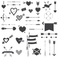 Hearts and Arrows Set - for Valentine's Day Wedding Design N2