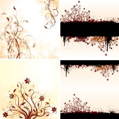 Vector set of grunge floral backgrounds