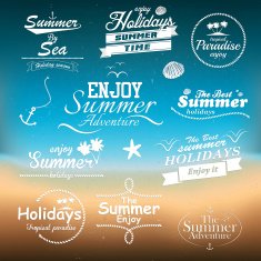 Vintage summer typography design with labels Vectors